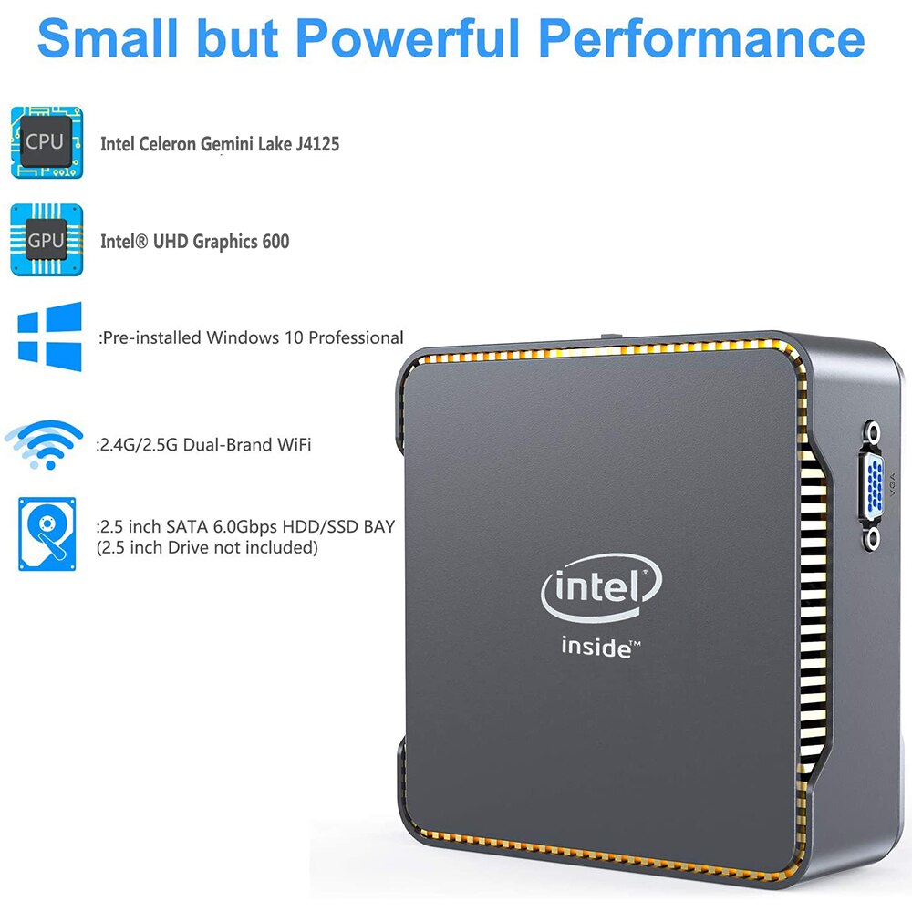 GK3V Windows 10 Mini PC Intel Gemini Lake J4125 8GB DDR4 128GB 256GB 512GB 1TB SSD Gaming PC 2.4G 5G WiFi 1000M Mini Computer