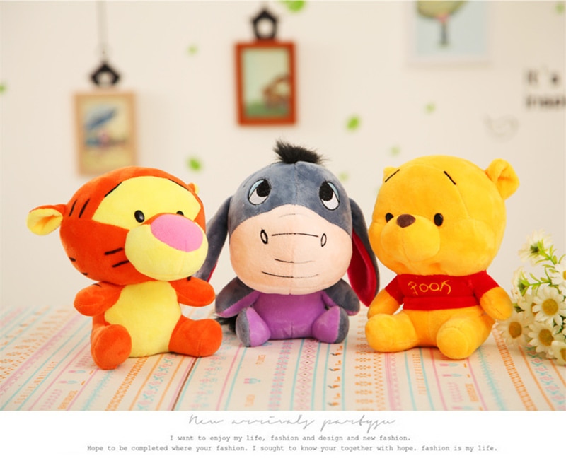Disney 12-18cm Winnie the Pooh Bear Anime Cute Cartoon Plush Dolls Toys Keychain Pendant Kids Birthday Gift