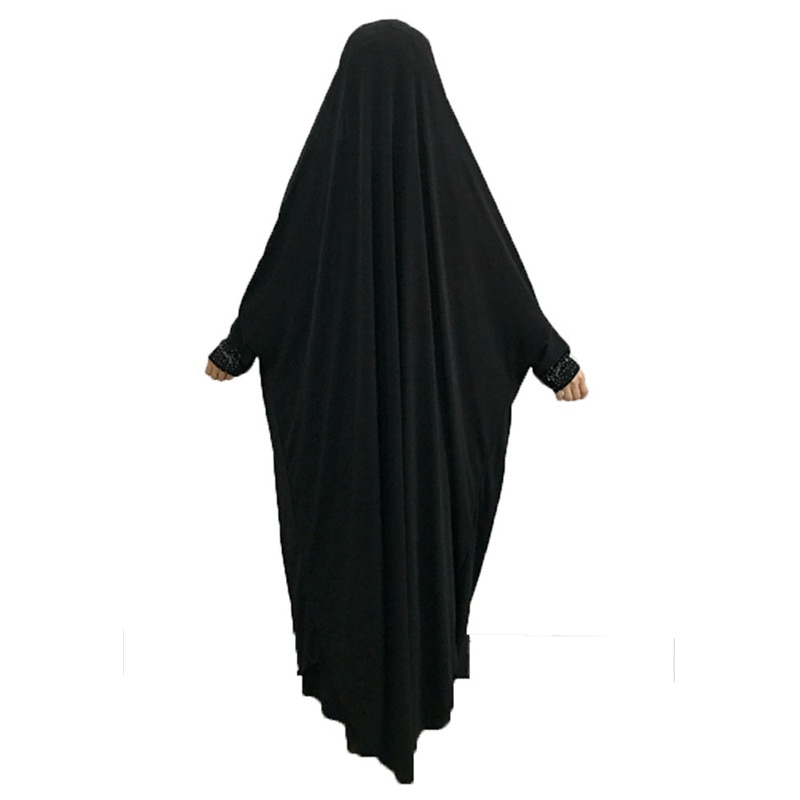 Women Girls Prayer Garment One-piece Prayer Dress Abaya Jellaba Islamic Clothing Hijab Dress Length M 63 inches L 65 inches