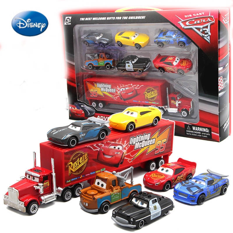 7PCS Disney Marvel Avengers Pixar Car Lightning McQueen Jackson Storm Mack Uncle Truck 1:55 Diecast Metal Car Boy Christmas Gift