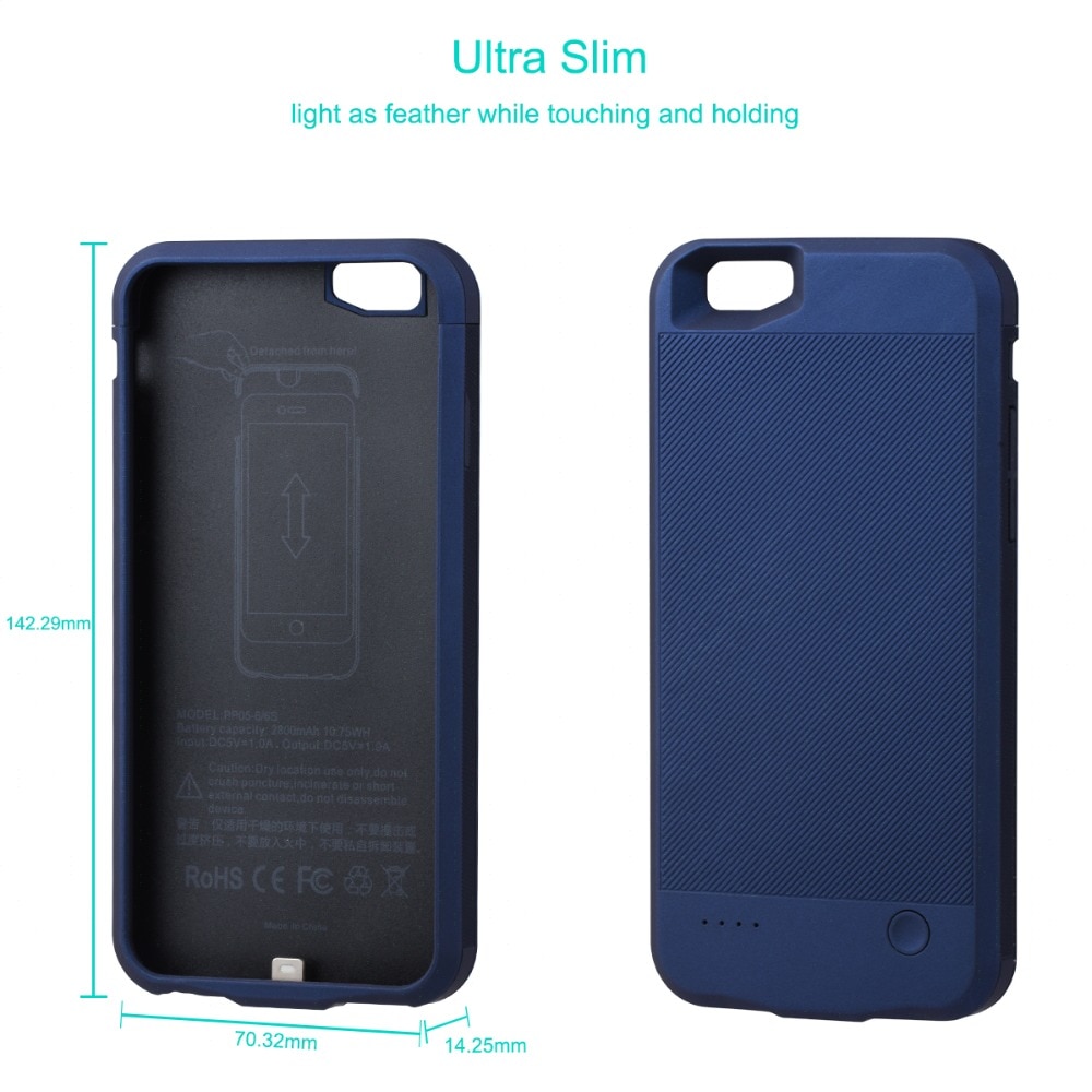 for iPhone 6 6s 7 8 Battery Charger Case 2800mAh External Power Bank Charging Cover for iPhone 6 6S 7 8 Battery Case