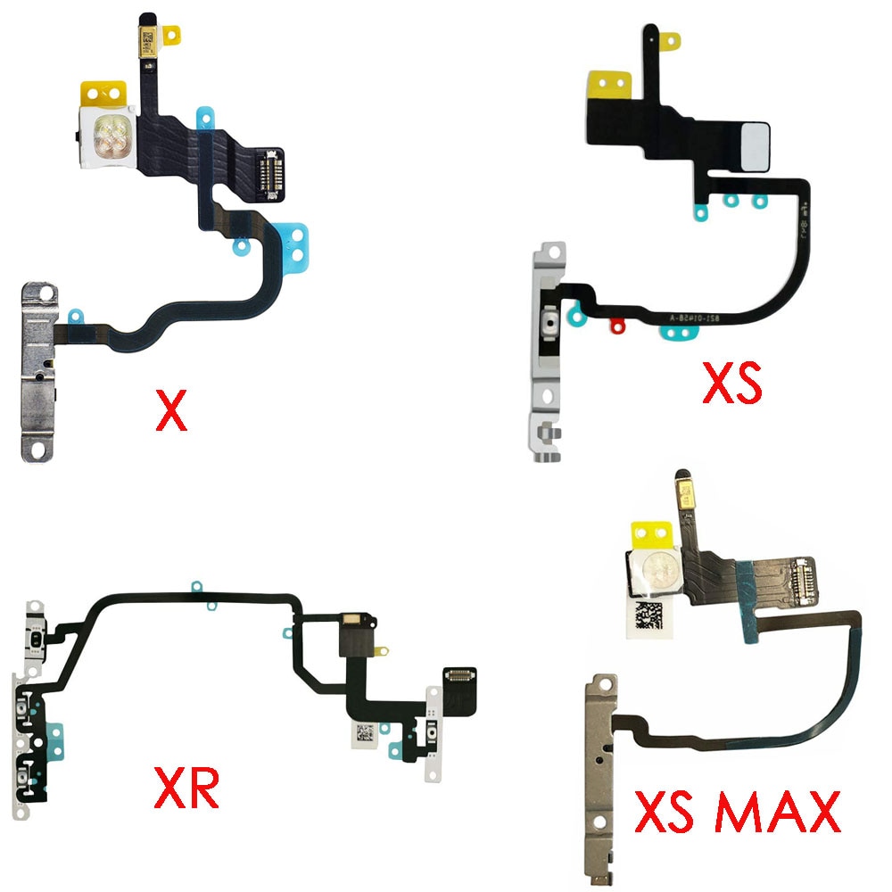 For iPhone 6 6P 6s 6SP 7 7P 8 8 Plus X Xs XsMax Switch On Off Power Button + Flash Light + Mic  Flex Cable with Bracket