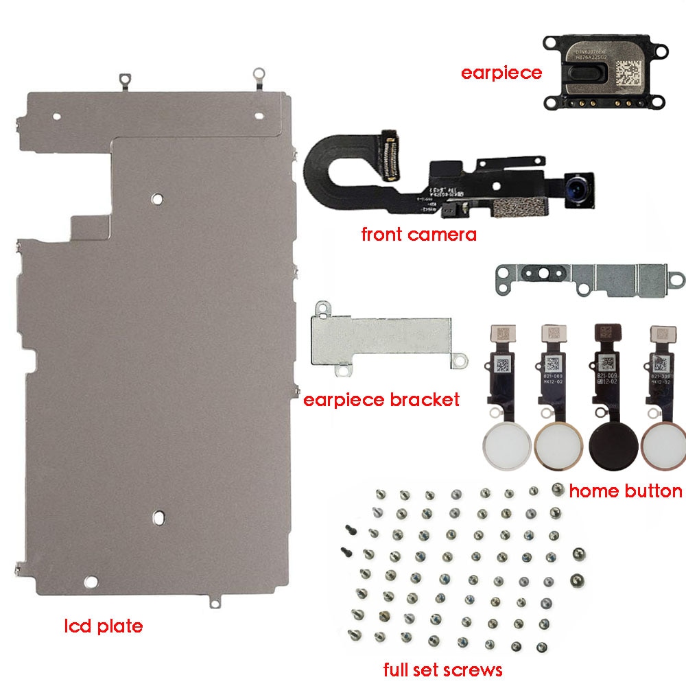 for iPhone 6 6P 6S 6SP 7 7P 8 8 Plu. full Screen LCD Metal Bracket Front Camera Flex Cable Small Parts with full set screws