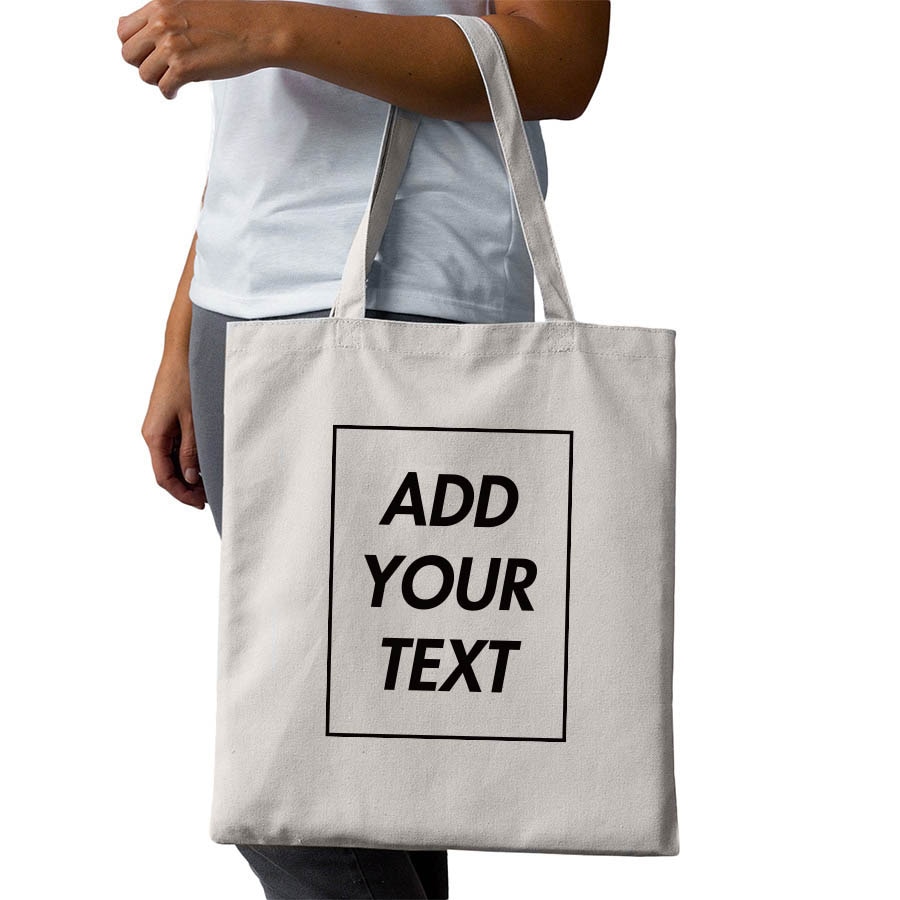 Custom Tote Bag  Text Print Original Design White Zipper Unisex