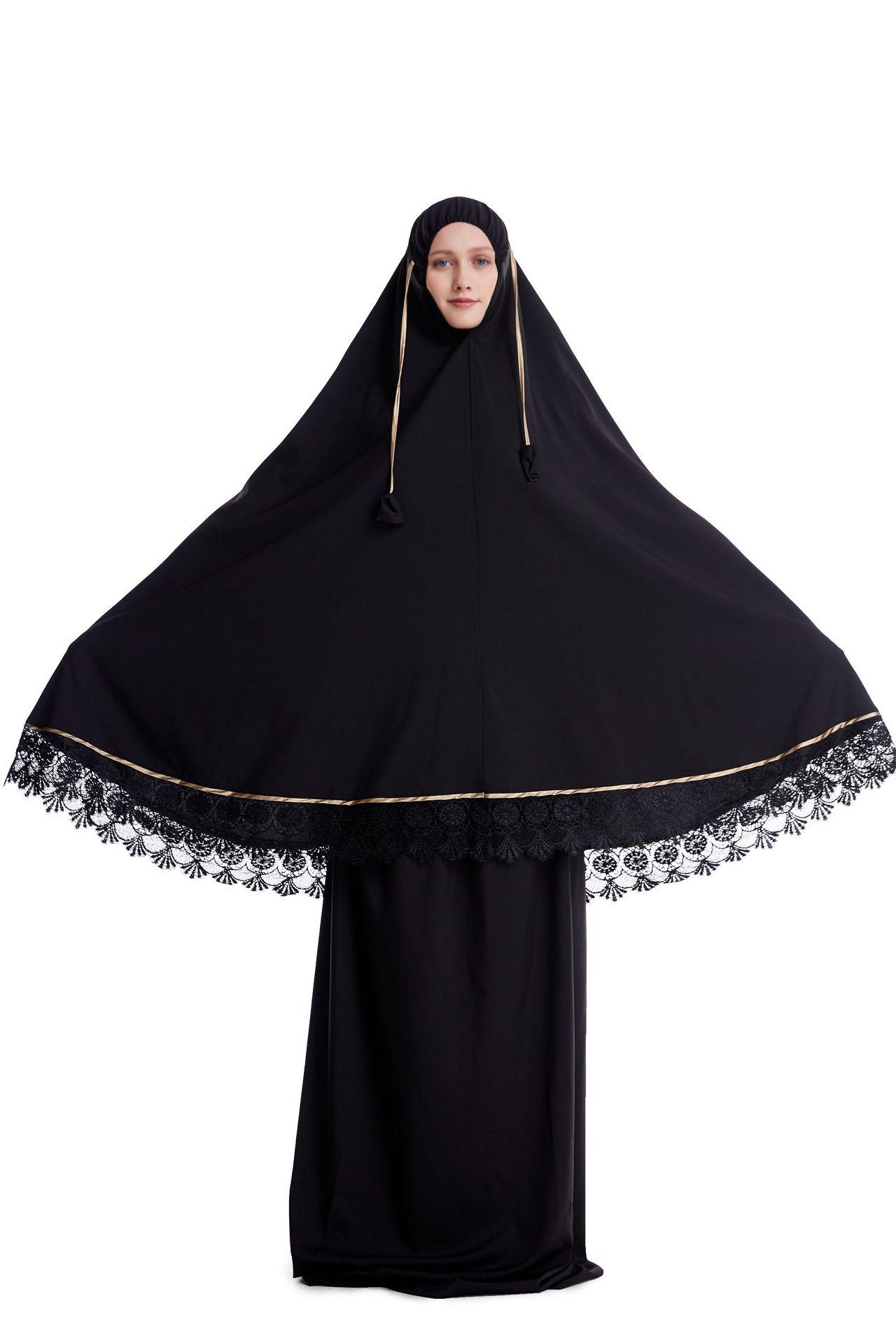 Ramadan Women 2 Piece Muslim Prayer Set Khimar Abaya Overhead Hijab+Skirt Full Cover Islam Clothing Middle East Worship Service