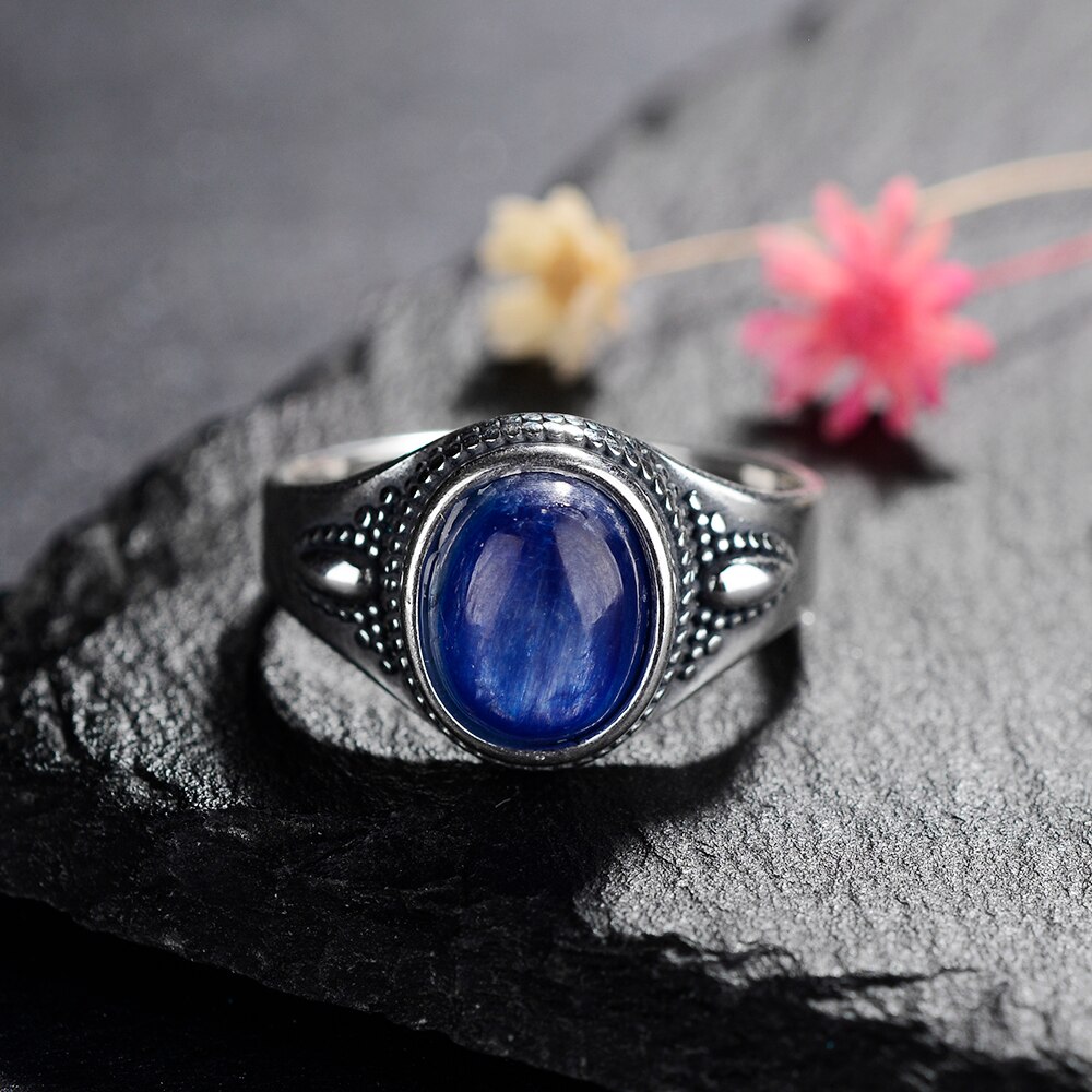 Vintage Natural Oval Kyanite Ring for Women Elegant Ring