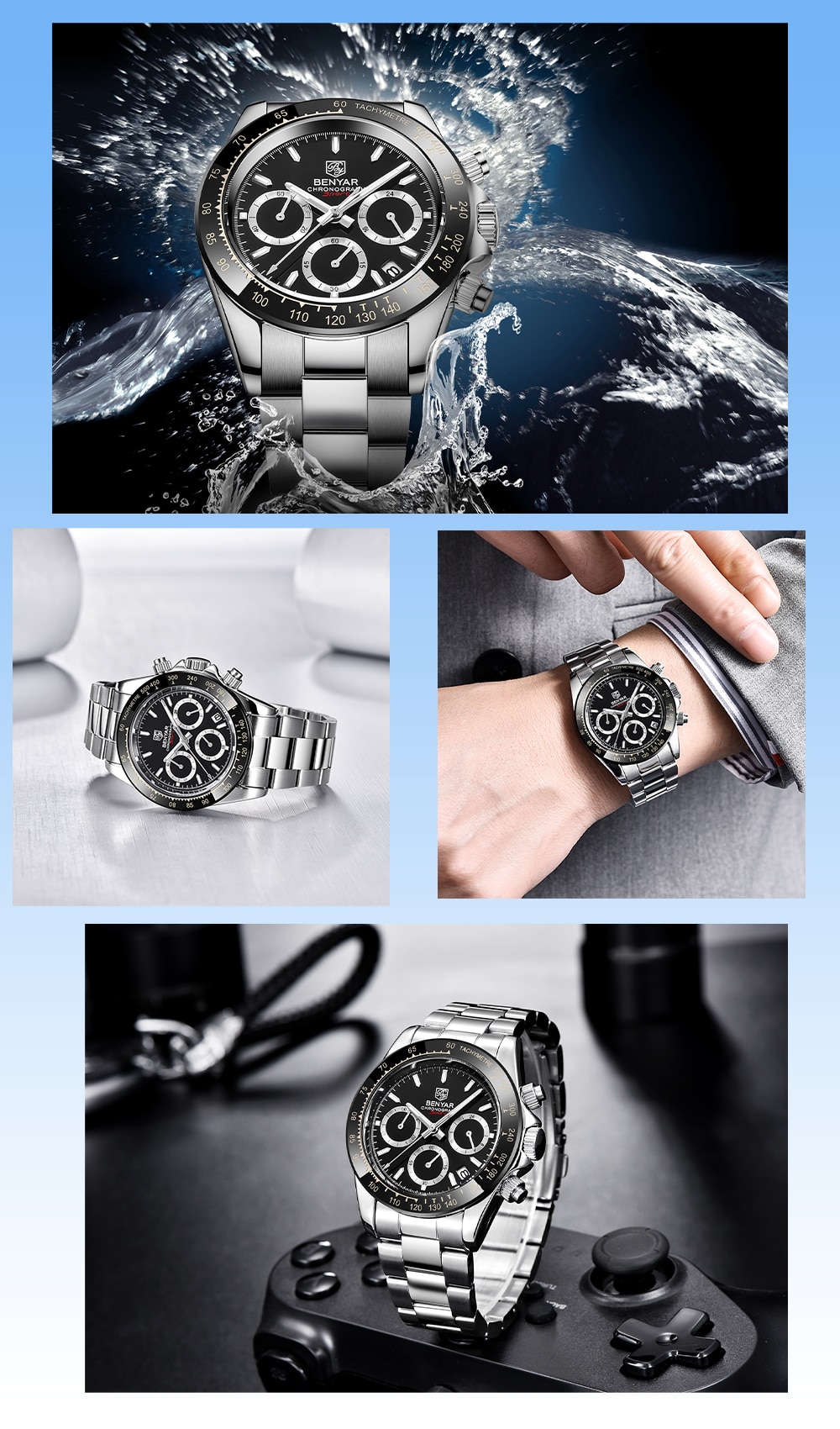 Sport Watches Waterproof Stainless Steel Quartz  Watch