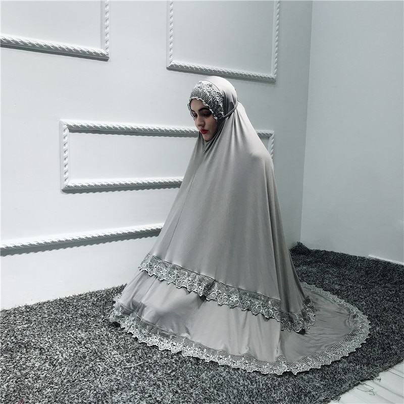 2 Piece Hijab Dress Muslim Women Prayer Khimar Jilbab Arab Overhead Abaya Clothing Ramadan Oman Suit Worship Service Middle East