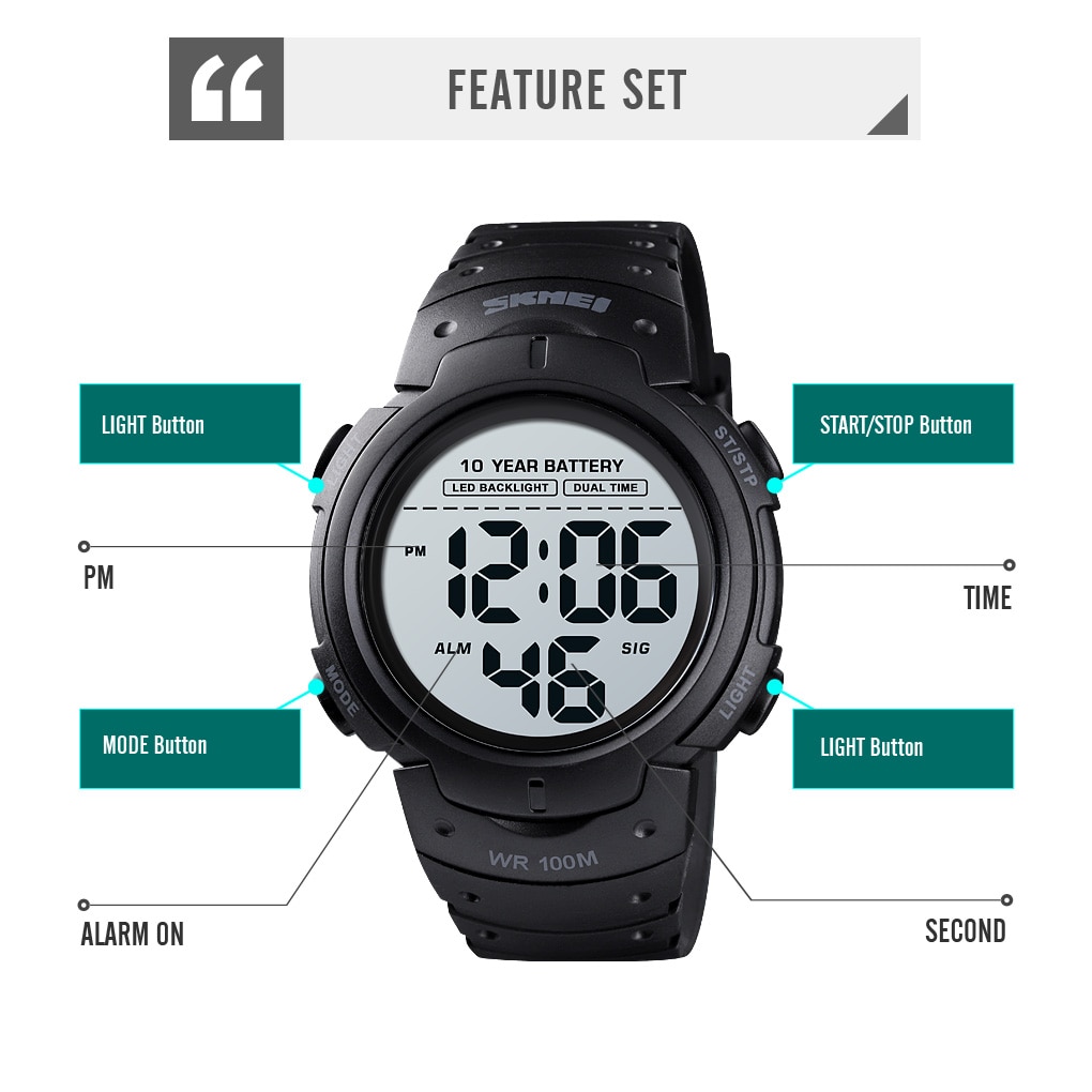 SKMEI Outdoor Sport Watch 100M Digital Waterproof  Watch