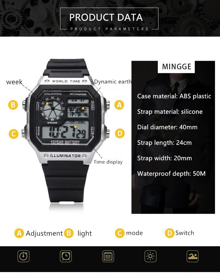 2021 new Military Digital Watches Men Sports Luminous Chronograph Waterproof Male Electronic Wrist Watches Relogio Masculino
