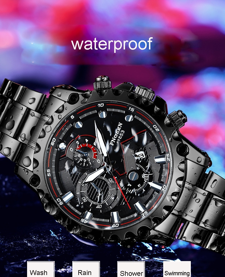 FNGEEN 2020 Top Brand Sport Luminous Watches Stainless Steel Fashion Luxury Waterproof Quartz Watch For Men Relojes Wristwatches