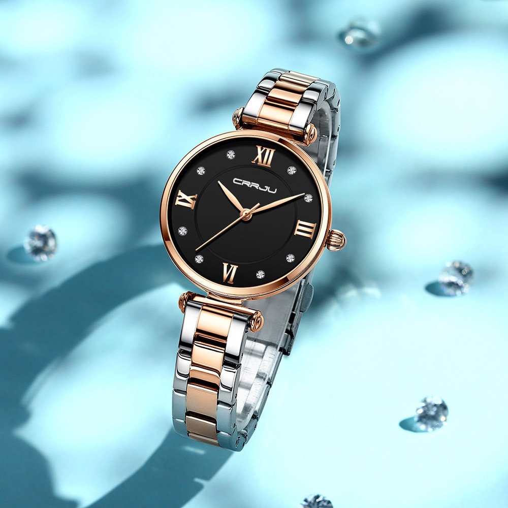 CRRJU Luxury Brand Stainless Steel Elegant Women Quartz Watches Fashion Reloj Mujer