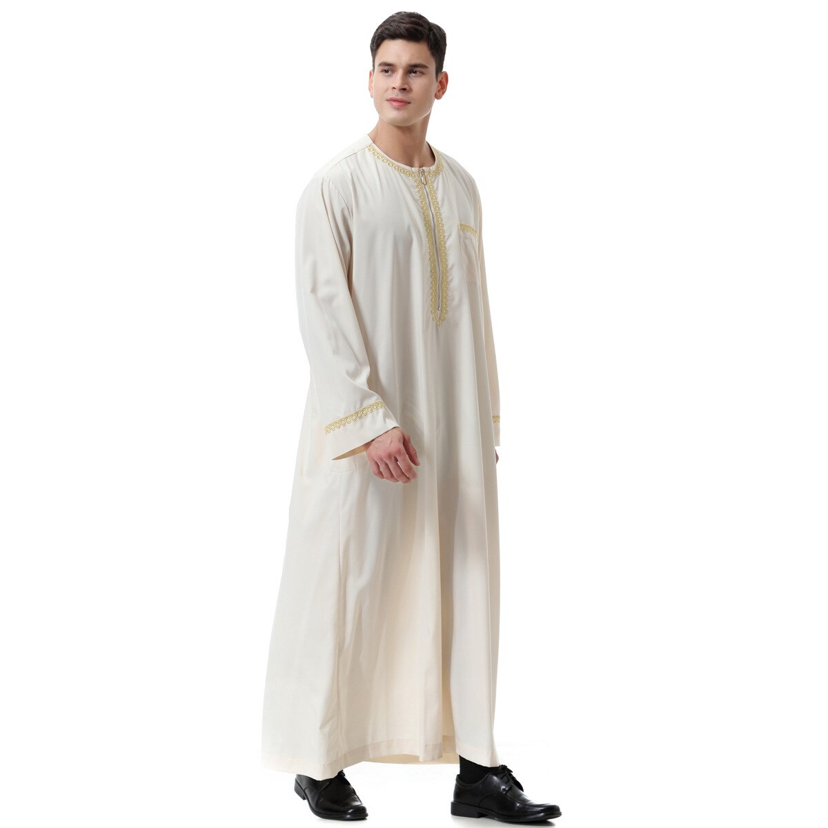 Muslim islamic Clothing Men Jubba Thobe print zipper Kimono Long Robe Saudi Musulman Wear abaya caftan Islam Dubai Arab Dressing