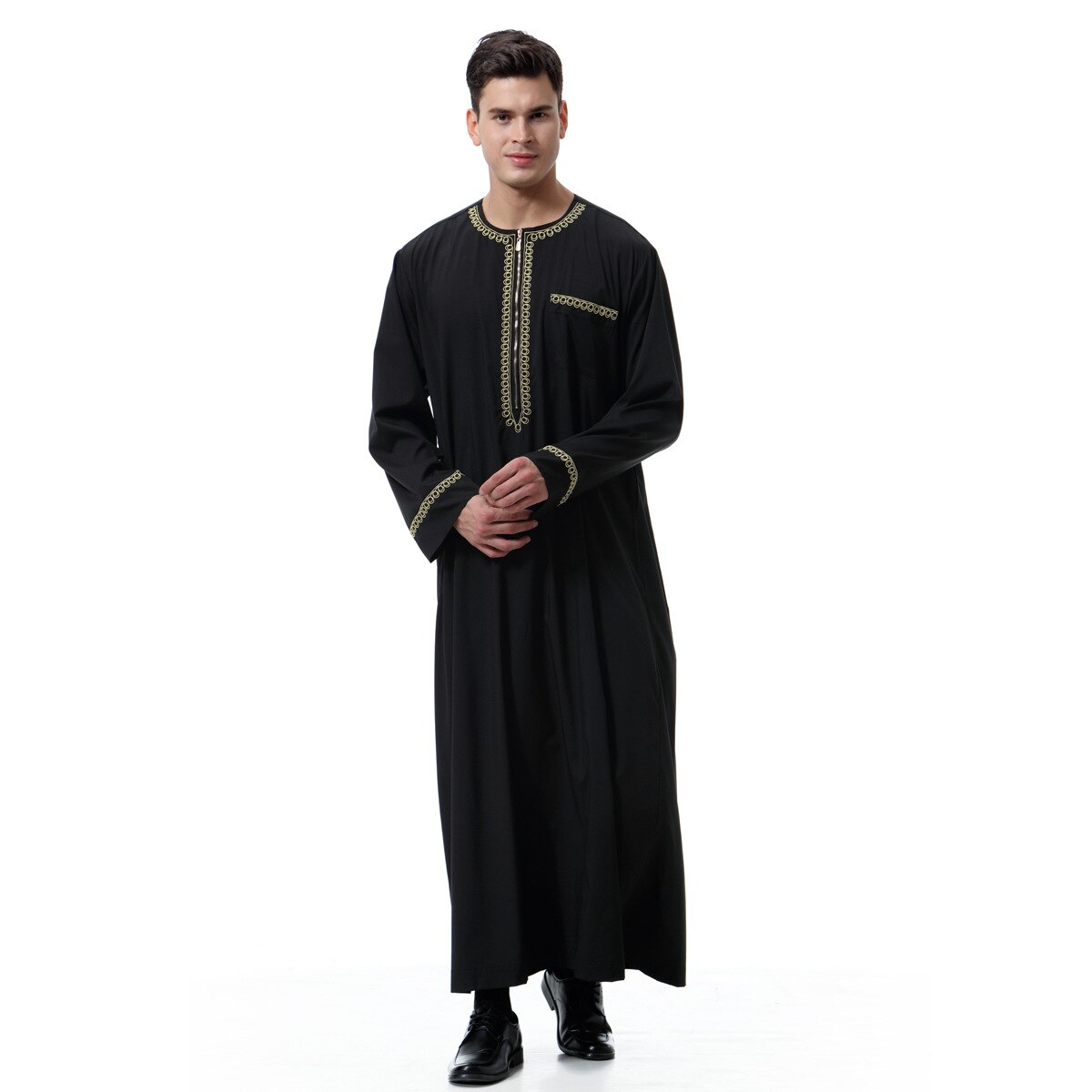 Muslim islamic Clothing Men Jubba Thobe print zipper Kimono Long Robe Saudi Musulman Wear abaya caftan Islam Dubai Arab Dressing