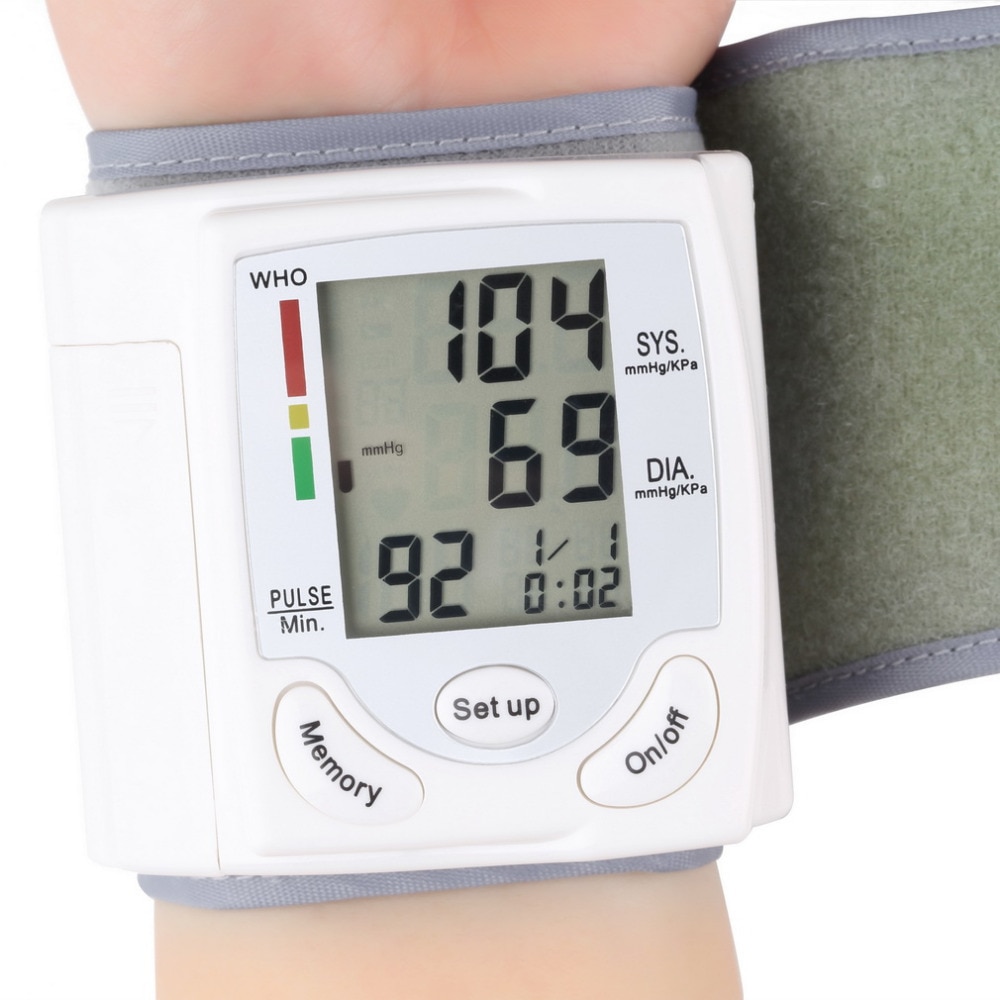New Health Care Monitor Automatic Digital LCD Display Wrist Blood Pressure Monitor Heart Beat Rate Pulse Meter Measure White