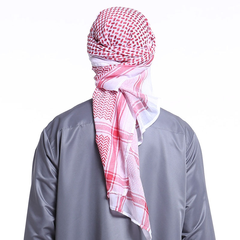 BOHOWAII Muslim Caps for Men Keffiyeh Turban Homme Islam Jewish Hijab Clothing Accessories Plaid Stripe Long Headscarf Scarf