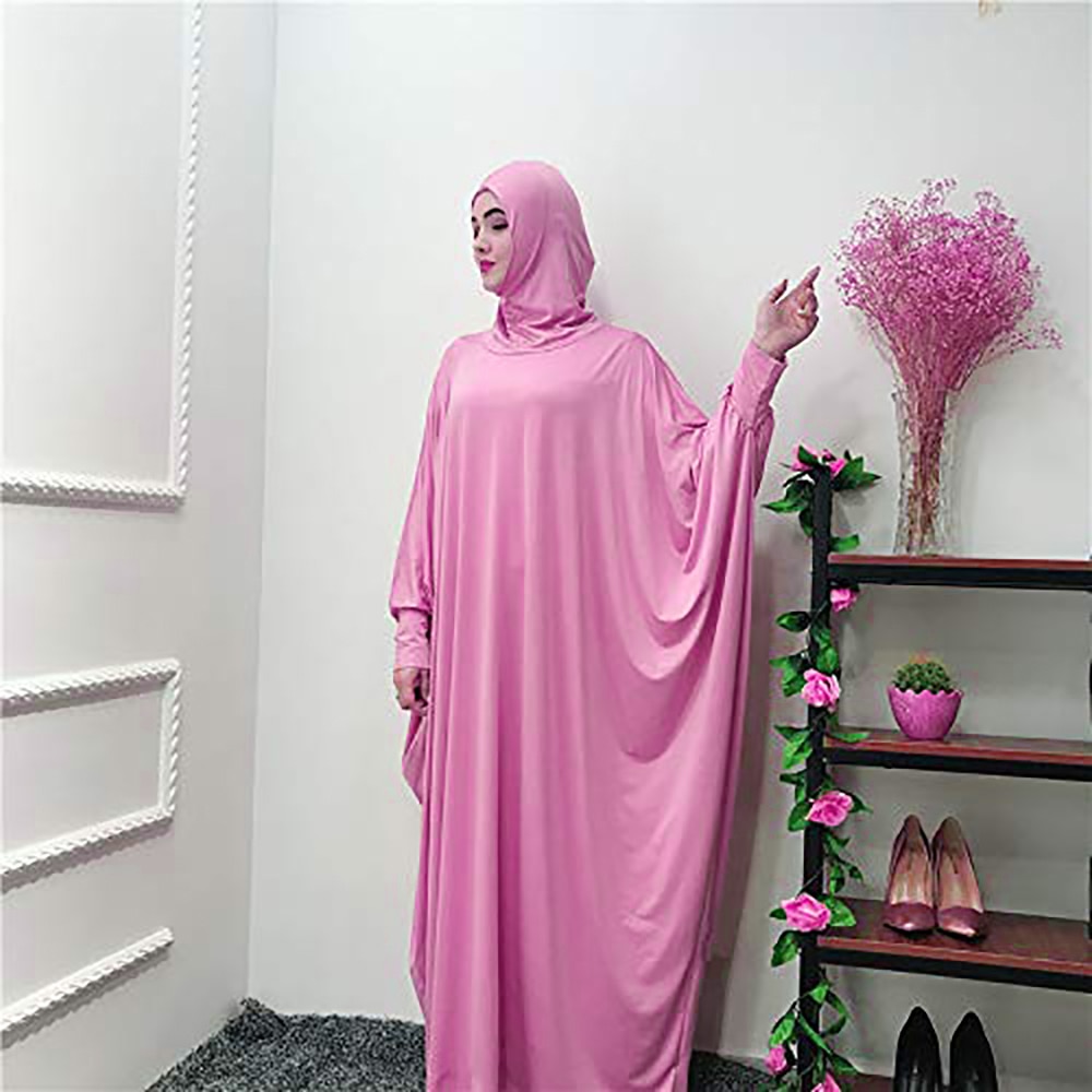 Arab Middle East Ramadan Muslim Women's Islamic Dress Islam With Large Sleeves For Women Hijab with Skirt Plain Prayer Clothing