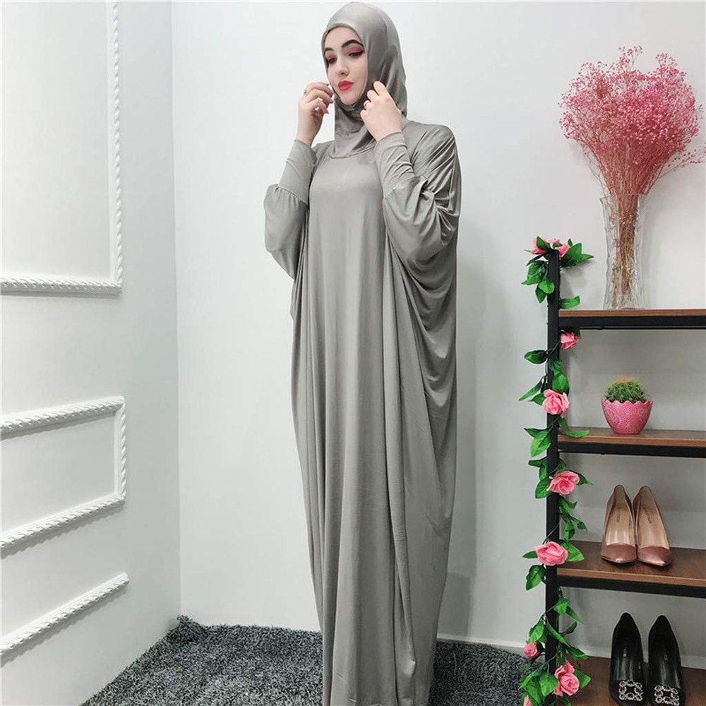 Arab Middle East Ramadan Muslim Women's Islamic Dress Islam With Large Sleeves For Women Hijab with Skirt Plain Prayer Clothing