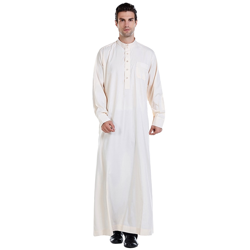 Abaya Muslim Dress Pakistan Islamic Clothing Mens Arab Robe Saudi Arabia Jubba Thobe Kleding Mannen Kaftan Oman Qamis Homme