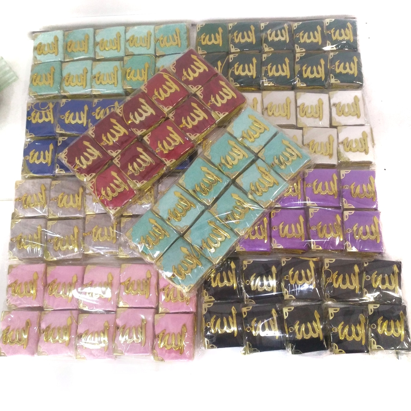 100 PCS Mini Quran Islamic Gift Eid Ramadan Mubarak Colorful Economic Umrah Hajj Mawlid Rearview Kuran Favors Ornament Arabic