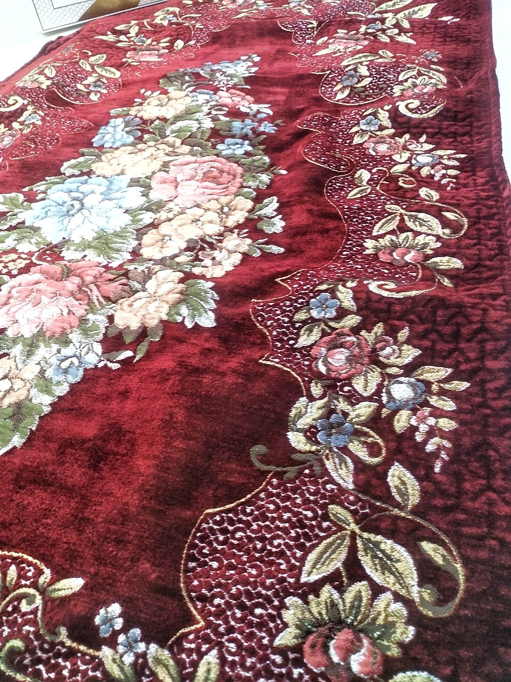 Thick Luxury Elegant Chenille Velvet Prayer Rug Umrah Hajj Islamic Muslim Gift Retail Worship Cover Qibla Cotton Lined Turkey