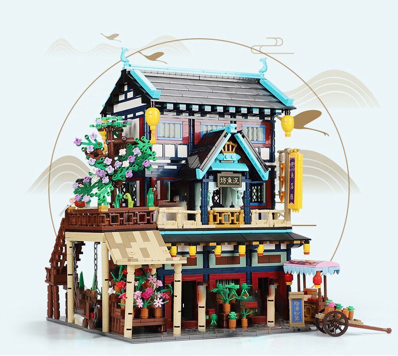 New Arrival Creator Chinese Style Ancient Architecture Building Blocks Zhuque Street House Bricks Toy Birthday Gift For Children