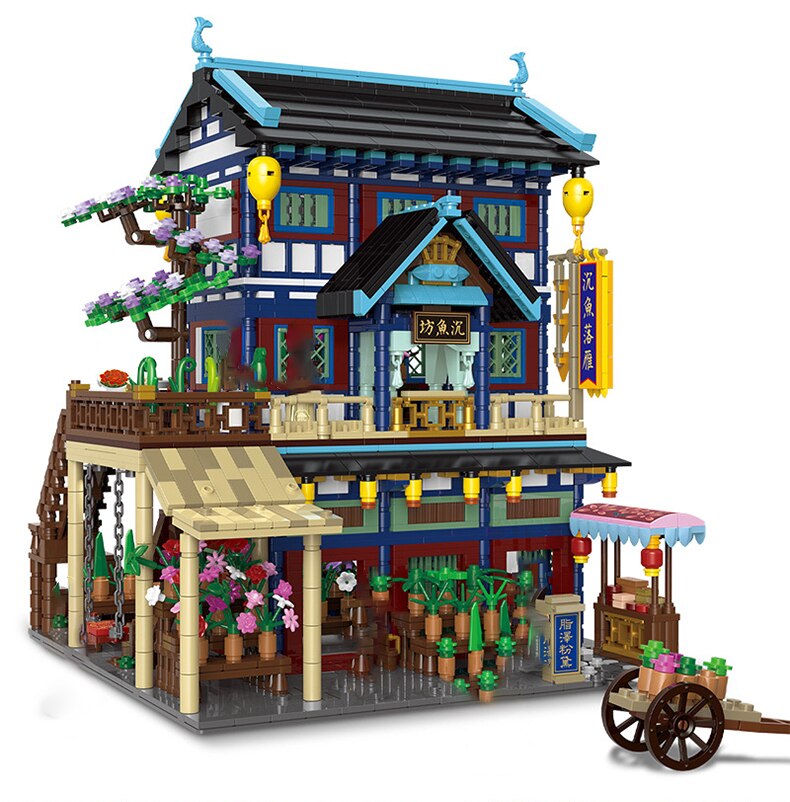 New Arrival Creator Chinese Style Ancient Architecture Building Blocks Zhuque Street House Bricks Toy Birthday Gift For Children