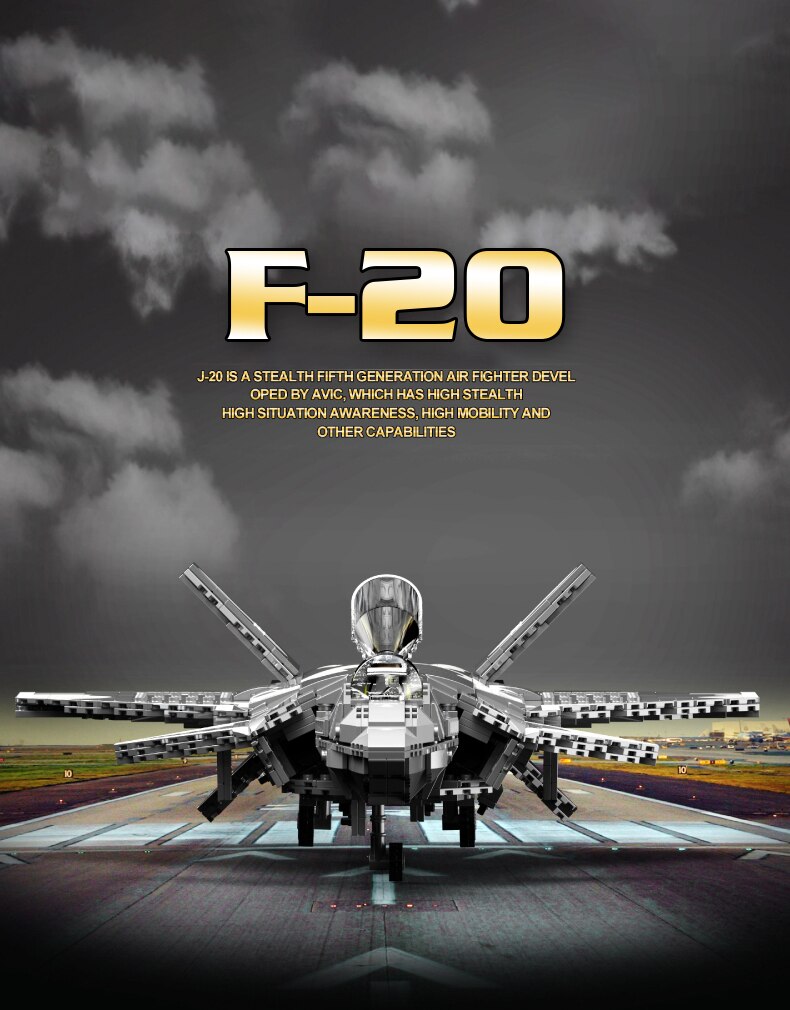 Creator High-tech Air Force Weapons Series Building Blocks F-20 Fighter Bricks Assembling Toys Birthday Gift For Children