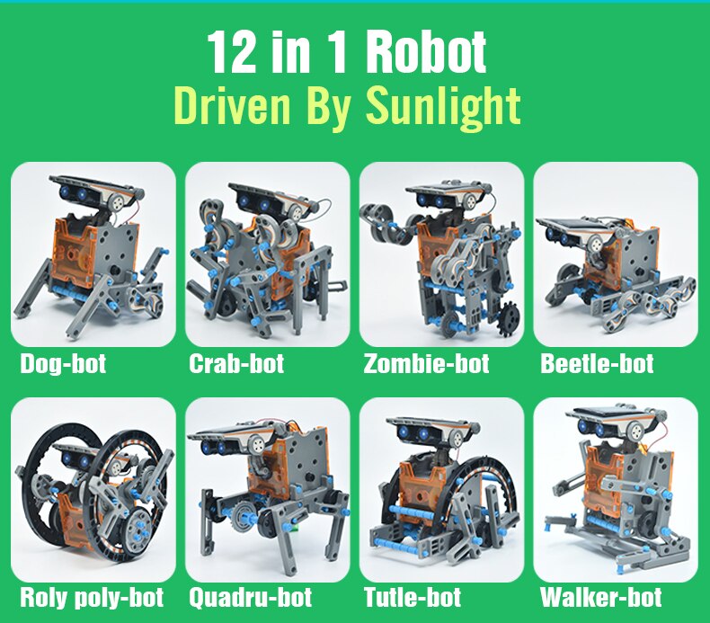 12 In1 High-tech Creative Intelligent Solar Energy Robot Science Educational Toys Birthday Winter Holiday Gift For Children