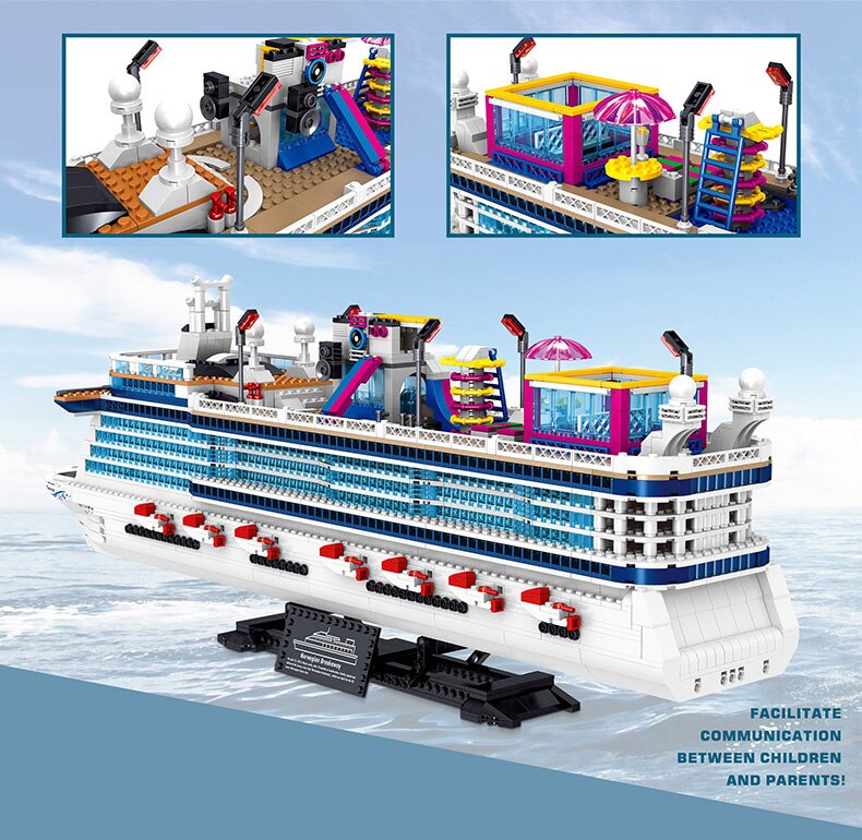 High-tech Creator Marine Transportation Asuka Luxury Cruise Building Blocks Assembly Toys Birthday Holiday Gift For Boyfriend