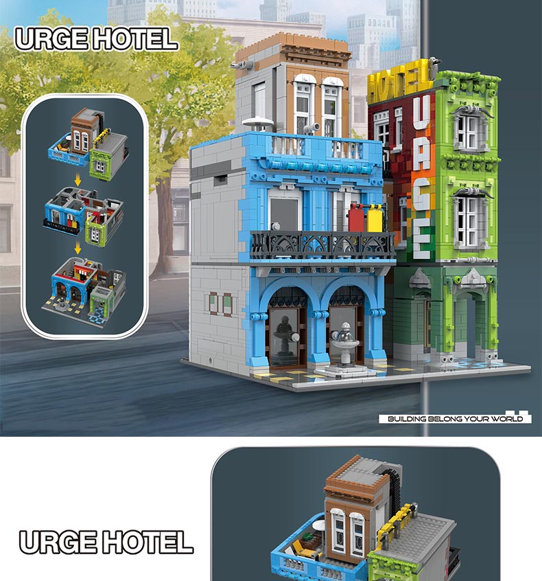 Creator Expert Street View Architecture Bricks Commercial Hotel Building Block Toys Holiday Christmas Gift For Adult