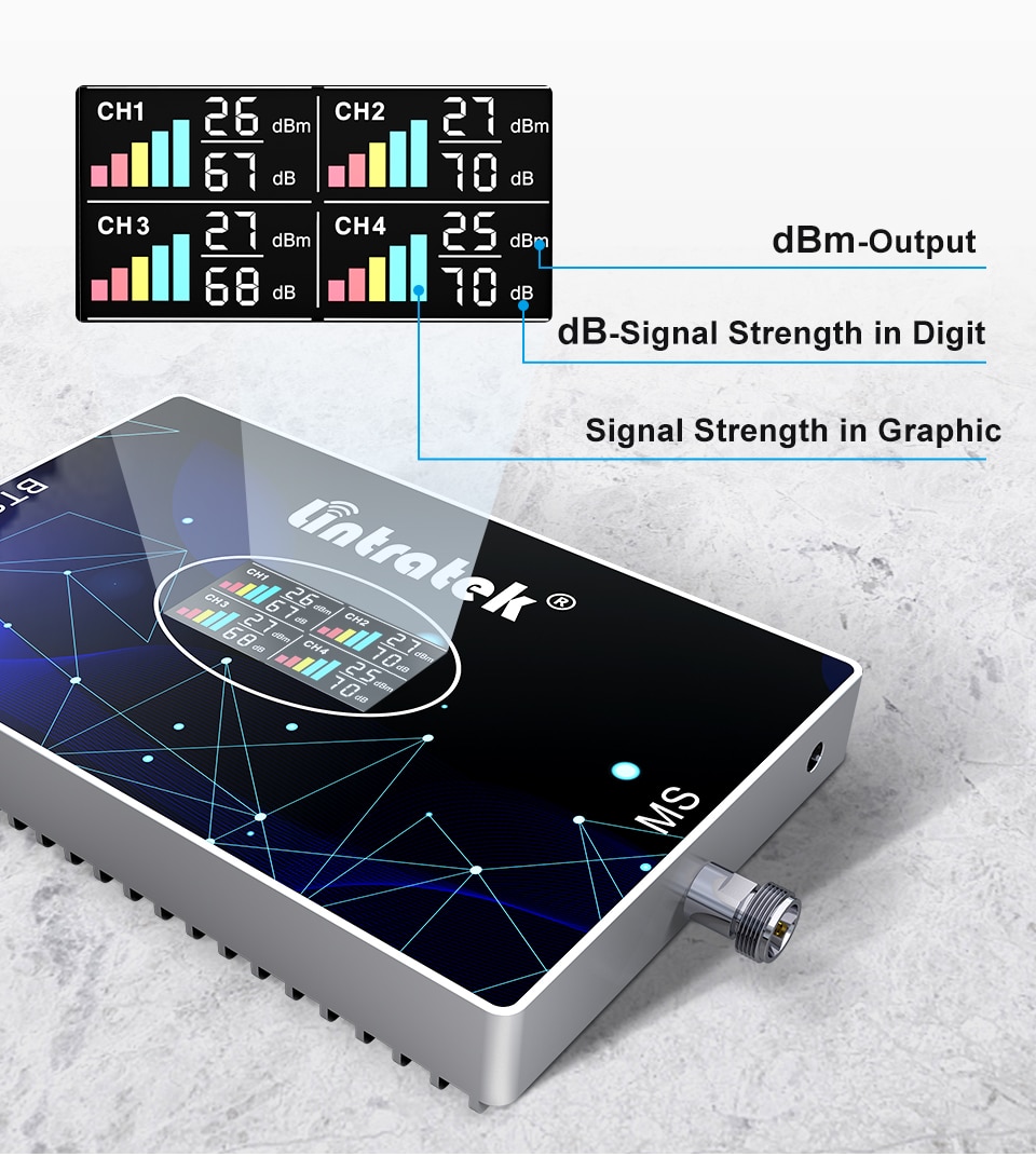 Lintratek 70dB repetidor 4G 3G 2G GSM four band signal booster B3 B1 B7 B20 900 1800 2100 2600 LTE800 mhz mobile phone amplifier