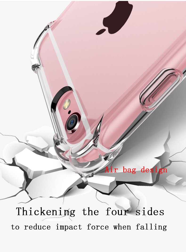 Shockproof Clear Soft Case for iPhone XR X XS Max Silicon Phone Back Cover On For Apple iPhone 6 6S 7 8 Plus SE 2020 11 12 Pro