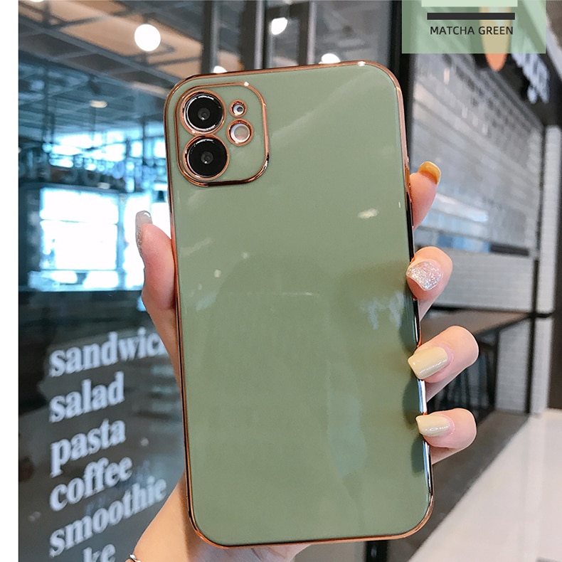 Luxury Gold Plated Electroplated Case For iPhone 11 Pro Max 8 Plus 7 XR XS X Silicone Lens Protection 12 Pro Max SE 2020 Cover