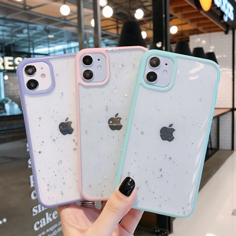 Twinkle Candy Transparent Phone Case For iPhone 11 12 mini Pro Max XS X XR 7 8 6 6S plus SE 2020 Soft Shockproof Cases Cover
